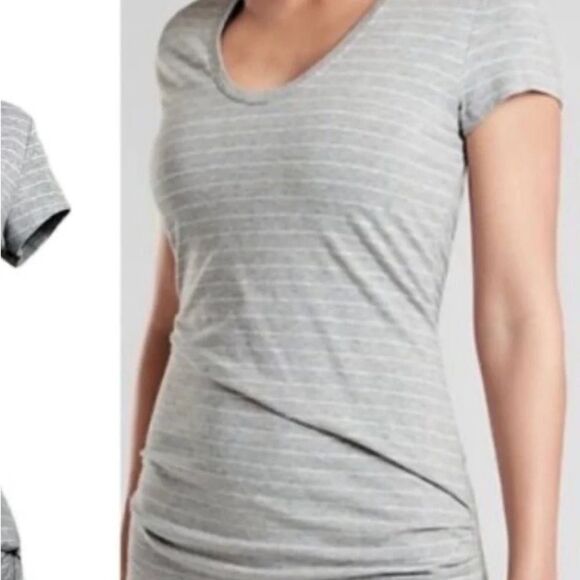 Athleta Knee Length Casual Striped Dresses small gray and white stripe midi - Picture 9 of 11